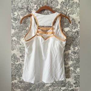 Sofibella V-Neck Club Luxe White Tennis Sports Top Gold Women's Tank Sold Out L